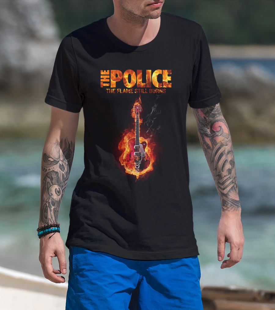 The Police The Flame Still Burns Guitar Fire T-Shirt