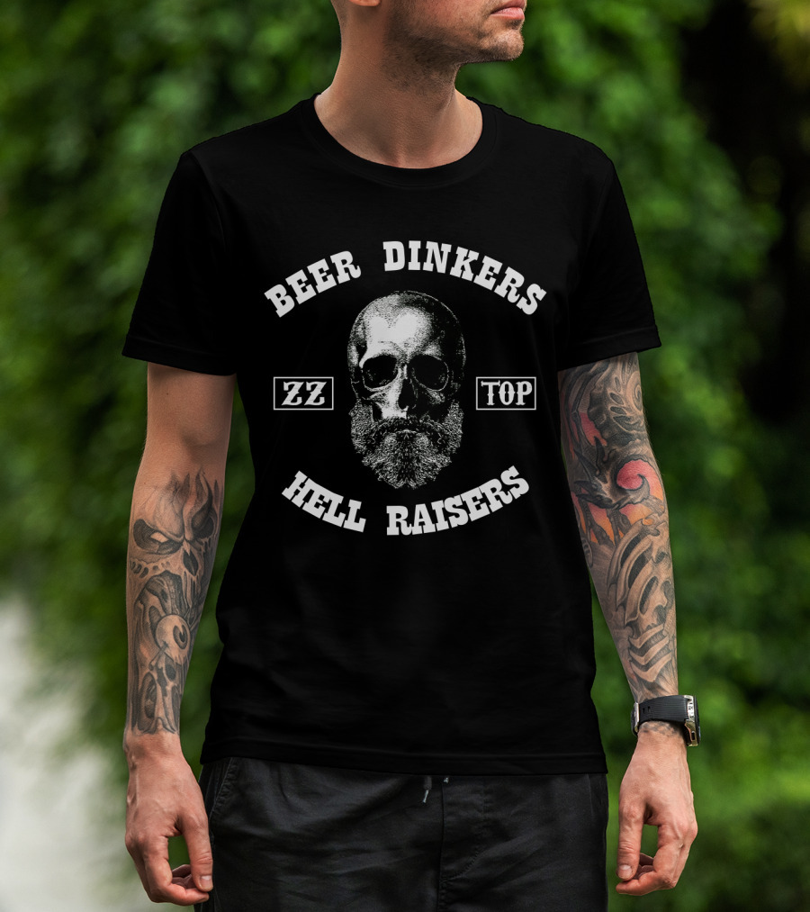 Zz Top Beer Drinkers Hell Raisers Skull T-Shirt