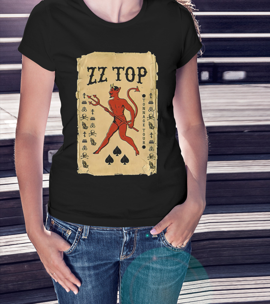 Zz Top Tonnage Tour Devil Playing Cards T-Shirt