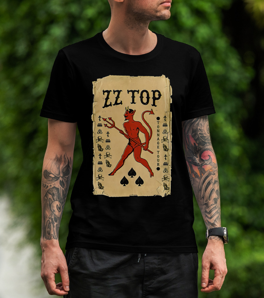 Zz Top Tonnage Tour Devil Playing Cards T-Shirt