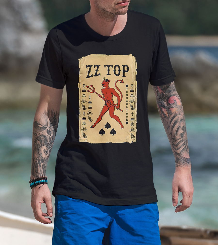 Zz Top Tonnage Tour Devil Playing Cards T-Shirt