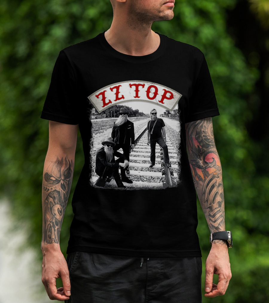 Zz Top Band On Railroad Tracks T-Shirt