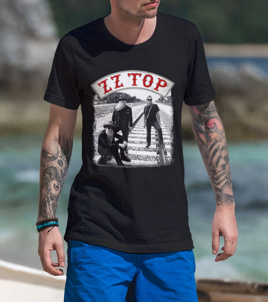 Zz Top Band On Railroad Tracks T-Shirt