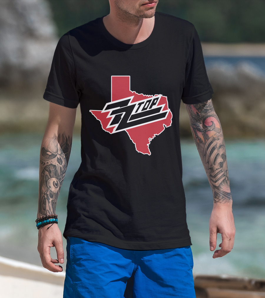 Zz Top Texas Red State Map T-Shirt