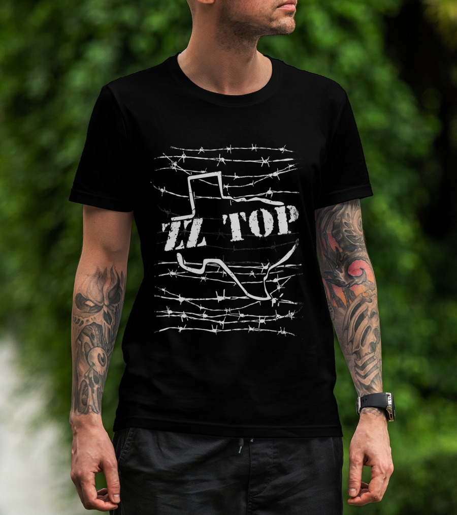 Zz Top Texas Barbed Wire State Silhouette T-Shirt