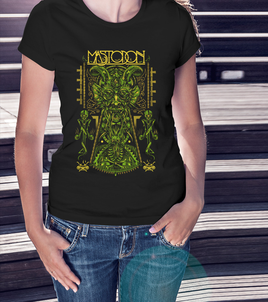 Mastodon Green Demonic Creature With Horns And Mystical T-Shirt