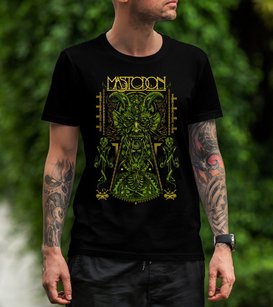 Mastodon Green Demonic Creature With Horns And Mystical T-Shirt