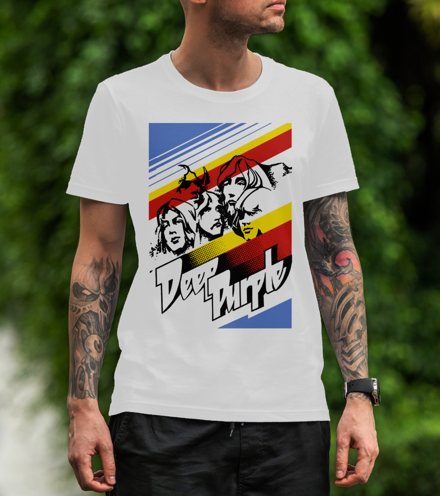 Deep Purple Band Retro Stripes T-Shirt