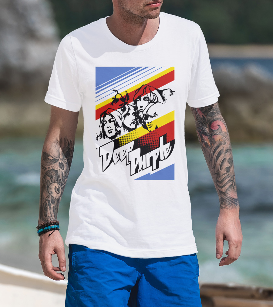 Deep Purple Band Retro Stripes T-Shirt