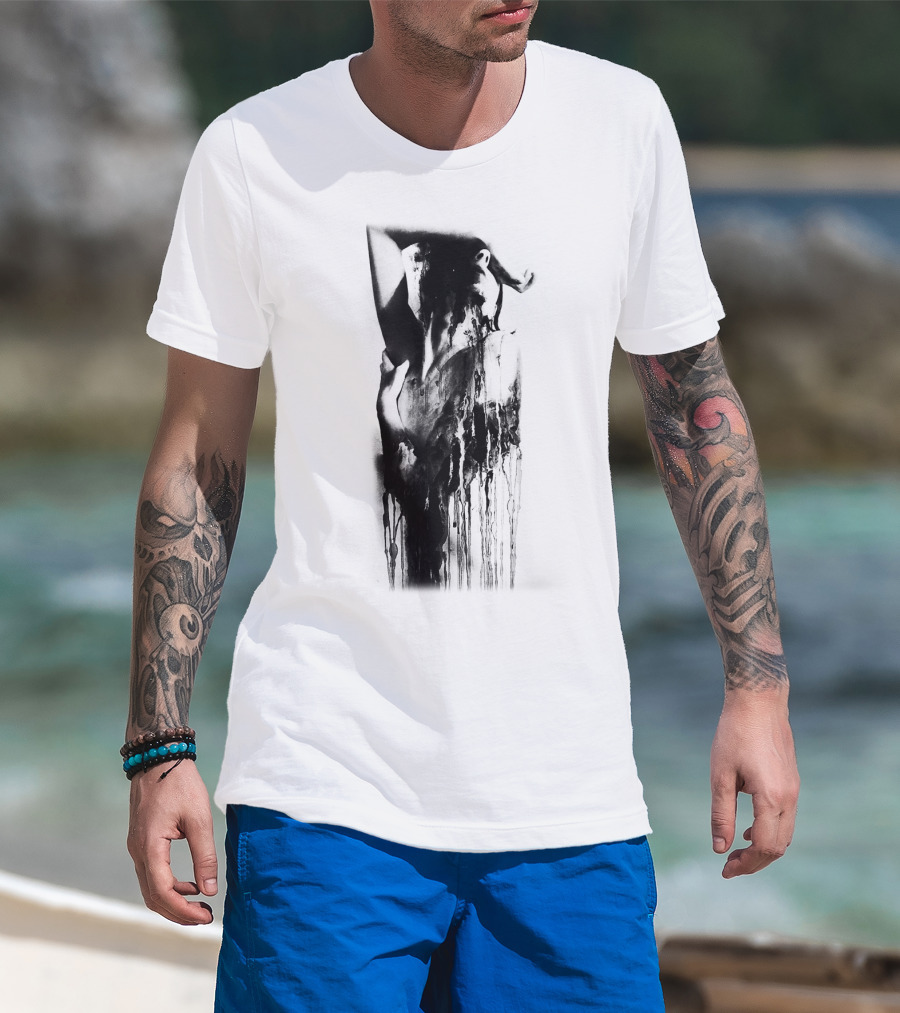Inked Abstract Monochrome Figure T-Shirt