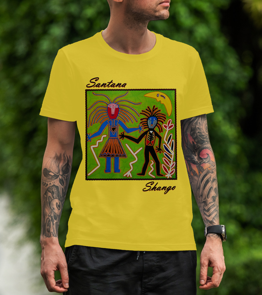 Santana Shango Colorful Tribal Art With Moon And Figures T-Shirt