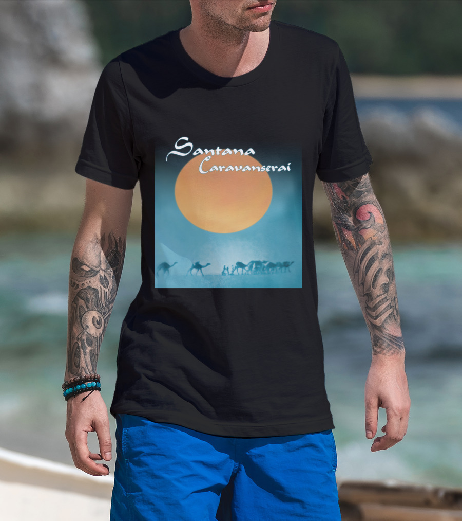 Santana Caravanserai Desert Caravan Under Orange Moon T-Shirt