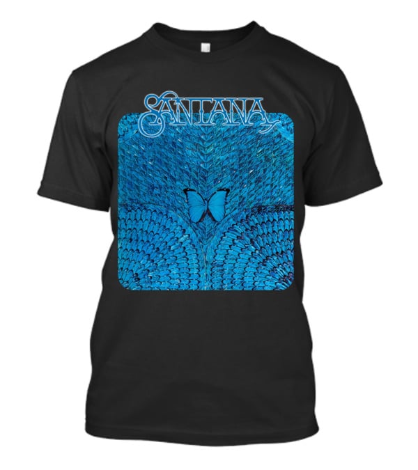 Santana Blue Butterfly And Feathers T-Shirt