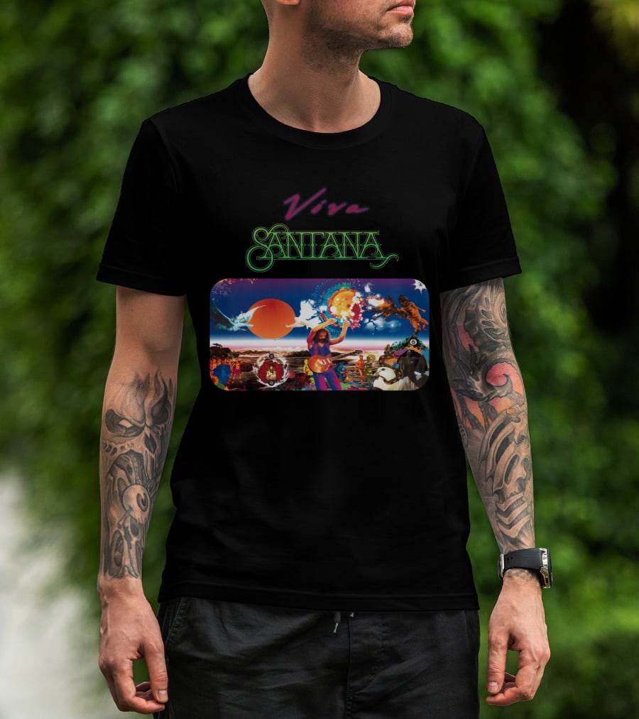 Viva Santana Psychedelic Artwork Collage T-Shirt