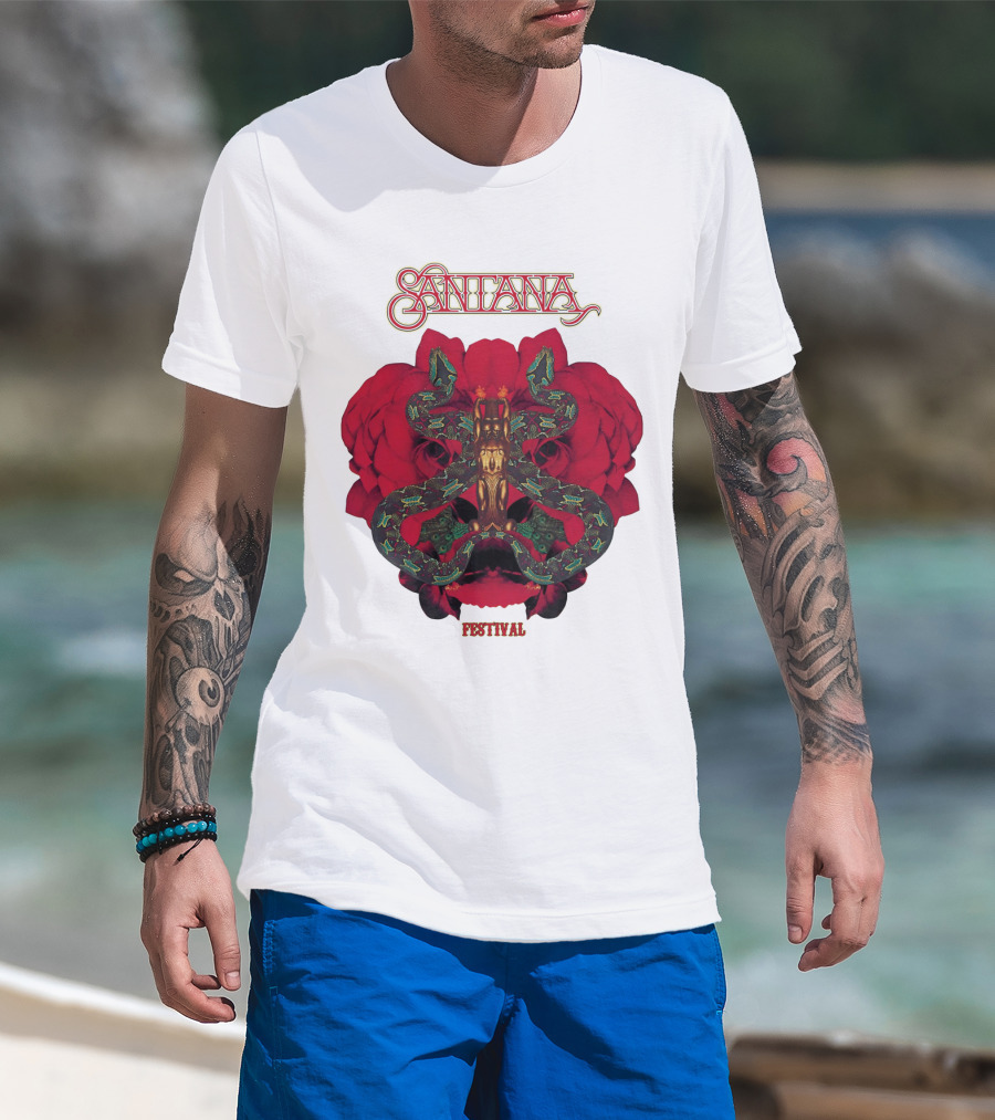 Santana Festival Snake And Rose T-Shirt