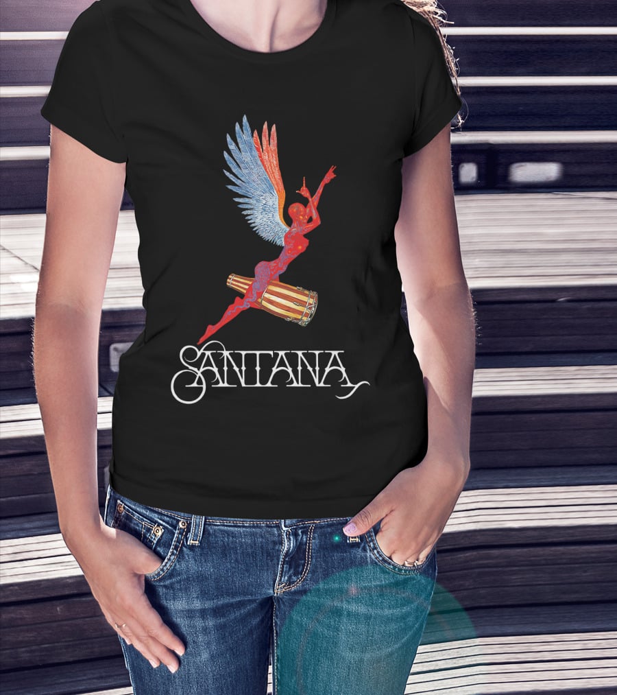 Santana Angel With Winged Figure On Drum T-Shirt