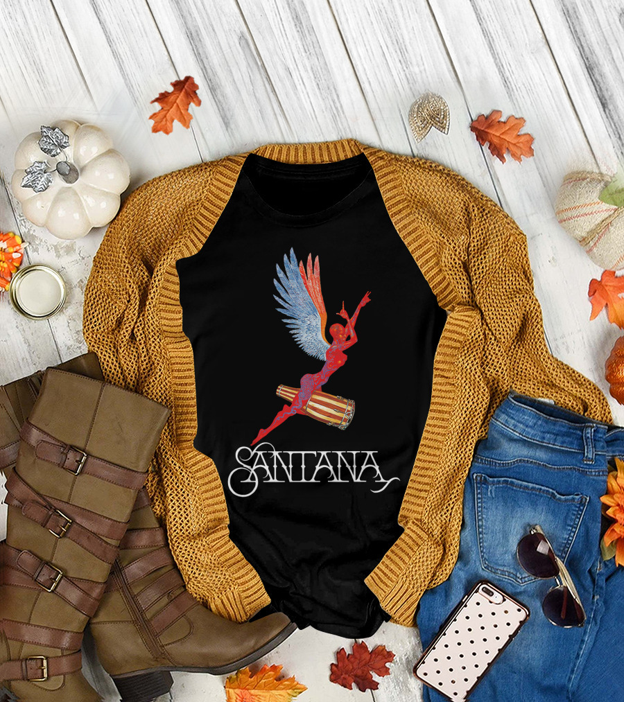 Santana Angel With Winged Figure On Drum T-Shirt