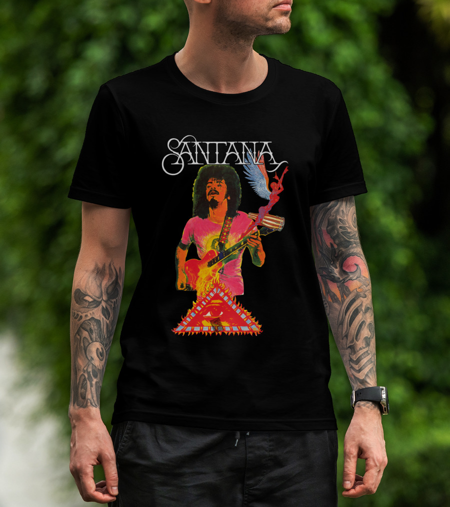 Santana Guitar Art With Angel And Pyramid T-Shirt
