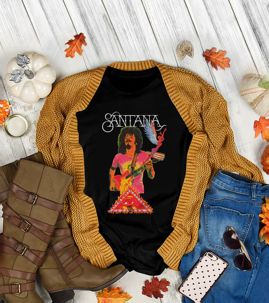 Santana Guitar Art With Angel And Pyramid T-Shirt
