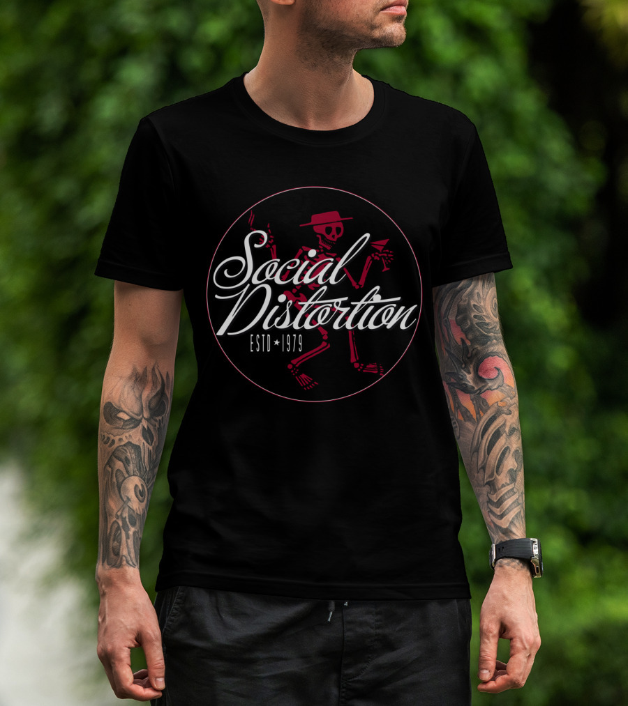 Social Distortion Estd 1979 Skeleton With Cocktail And Cigarette T-Shirt