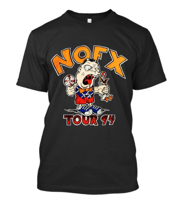 Nofx Tour 94 Cartoon Character With Slingshot And Roast Chicken T-Shirt