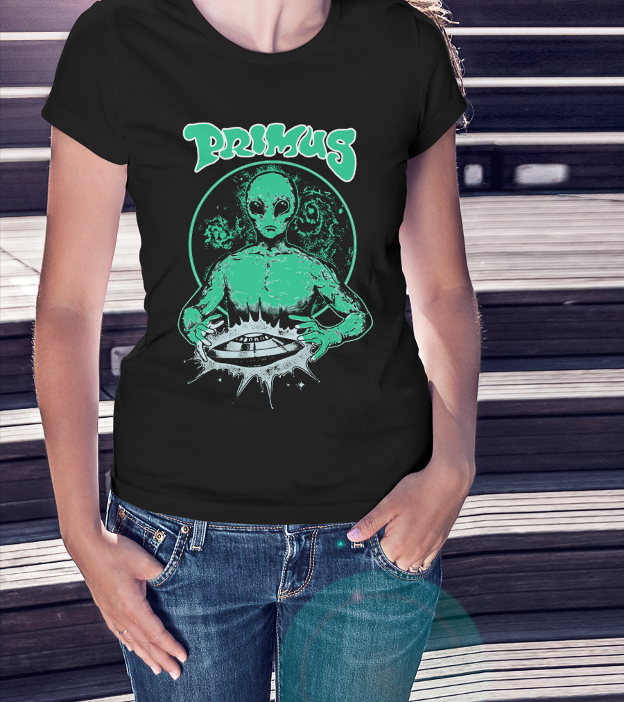 Primus Alien Holding Ufo With Cosmic T-Shirt