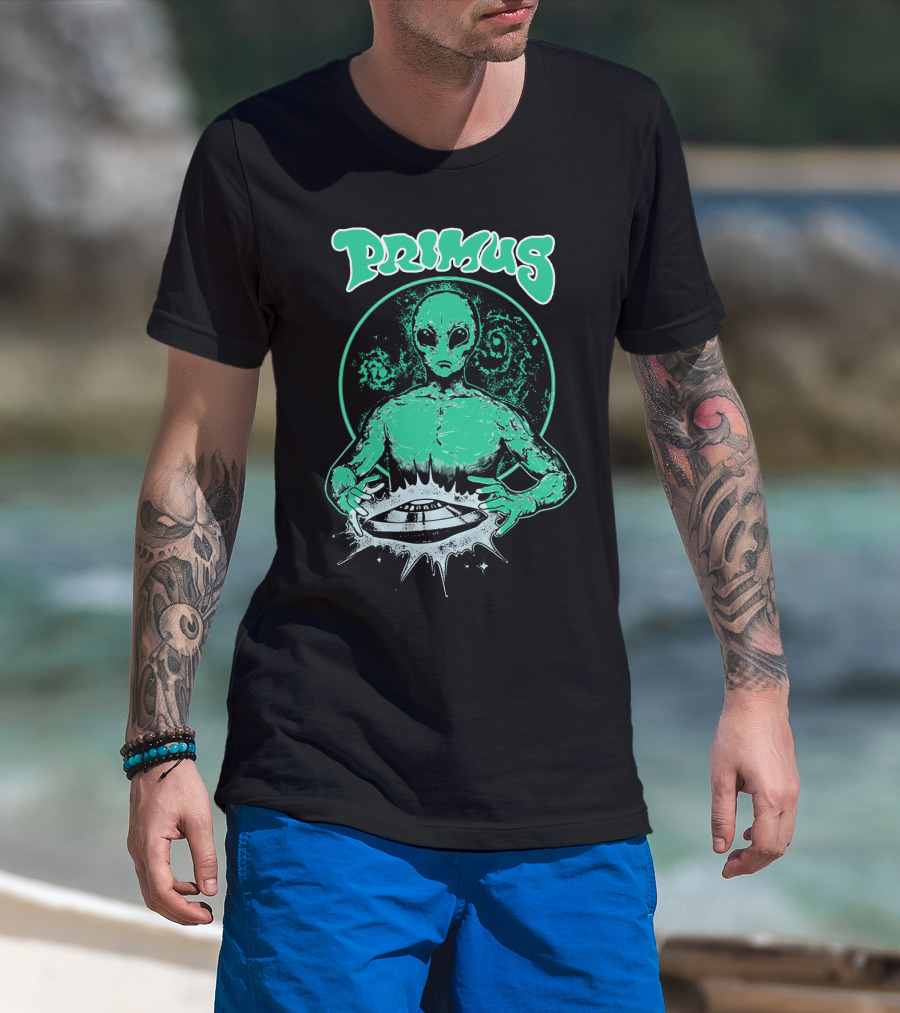 Primus Alien Holding Ufo With Cosmic T-Shirt