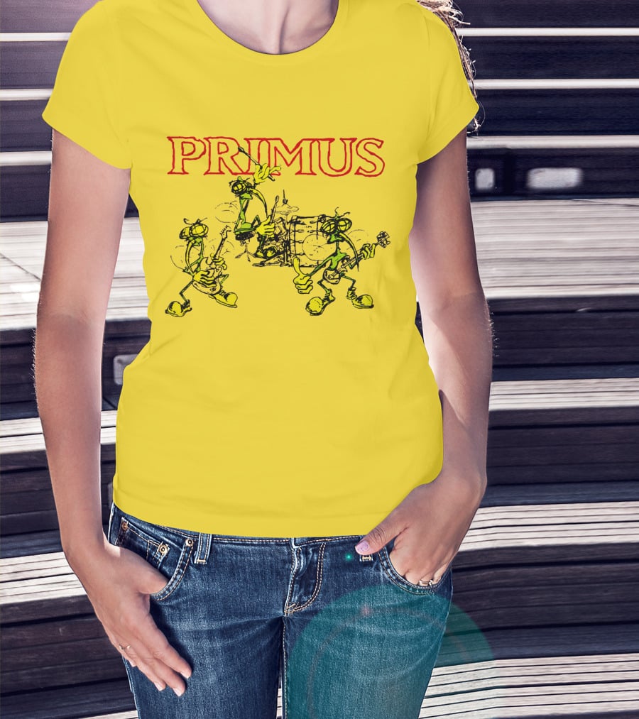 Primus Iconic Cartoon Figures With Red Title T-Shirt
