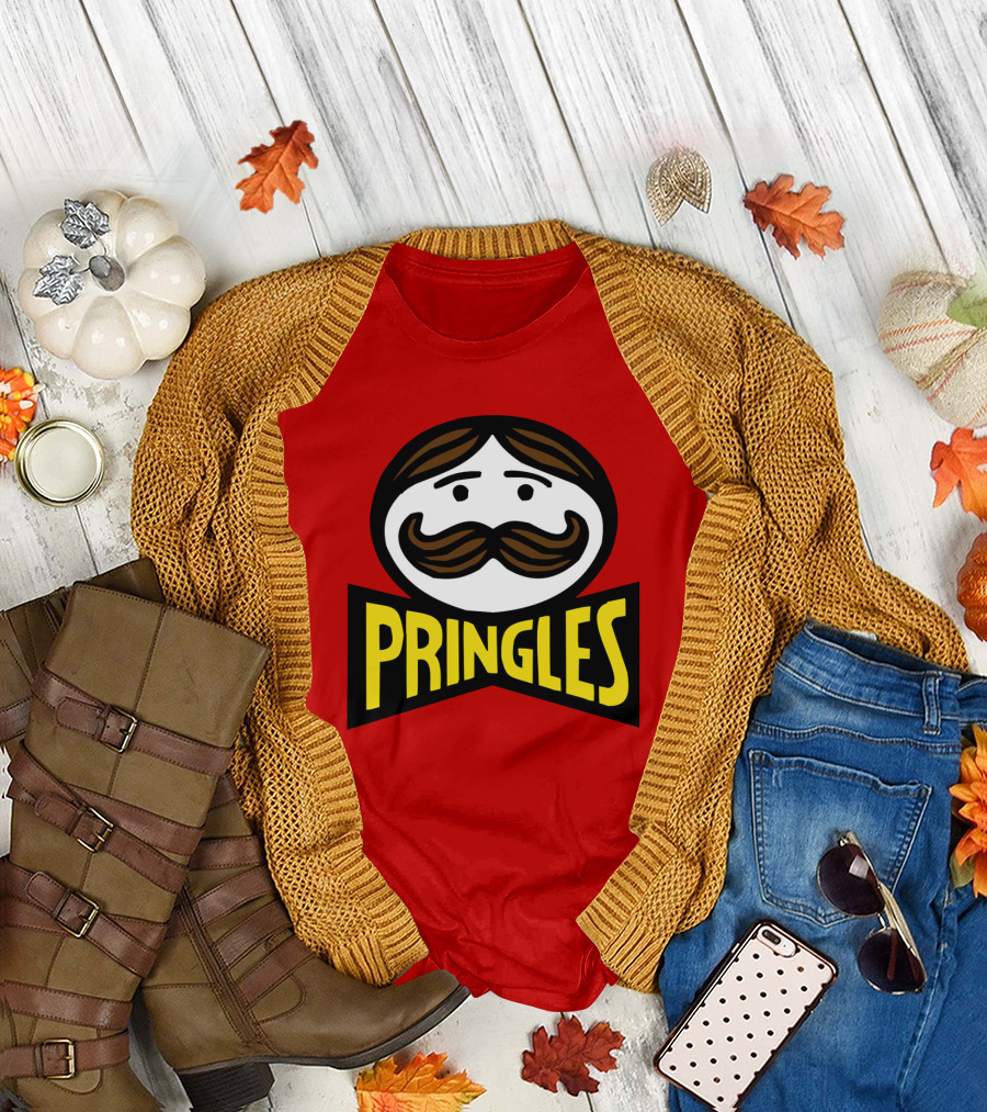 Prm 36 Pringles Logo Mustache And Bowtie T-Shirt