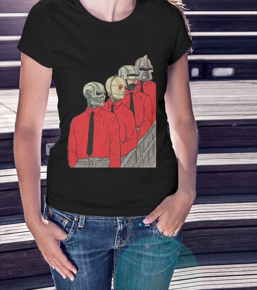 Robots In Red Shirts Black Ties T-Shirt