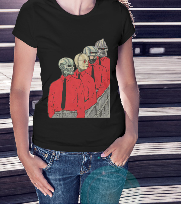 Robots In Red Shirts Black Ties T-Shirt