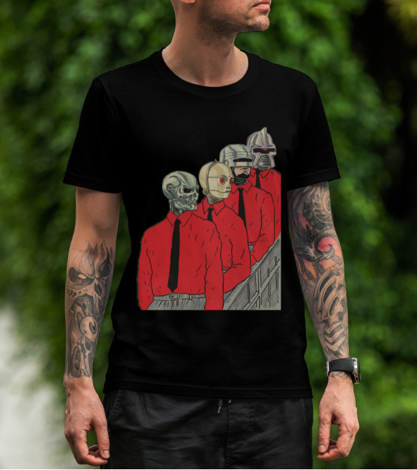 Robots In Red Shirts Black Ties T-Shirt