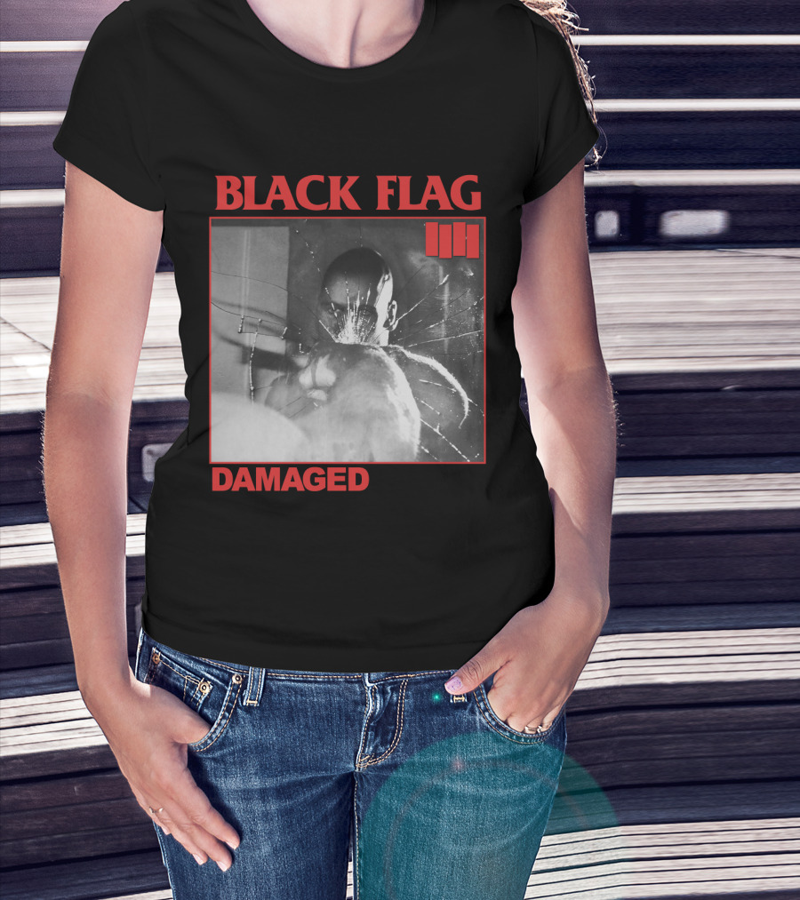 Black Flag Damaged Three Bars T-Shirt
