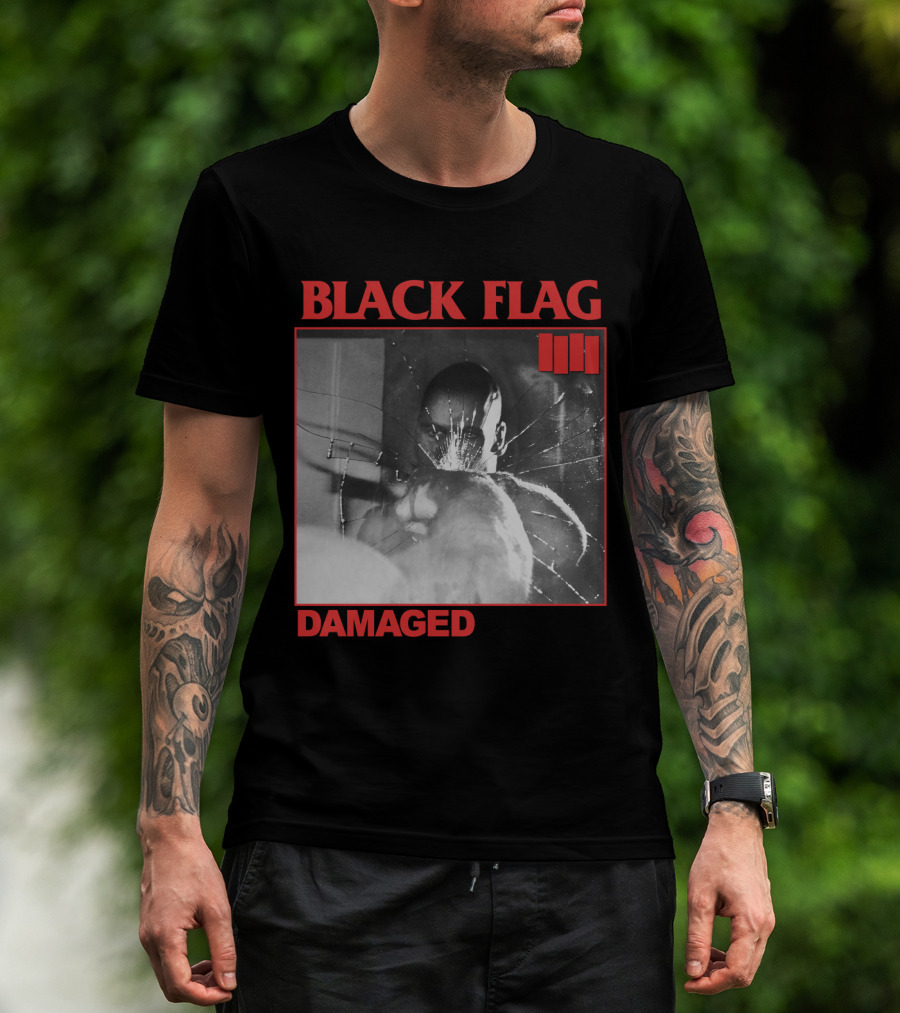 Black Flag Damaged Three Bars T-Shirt