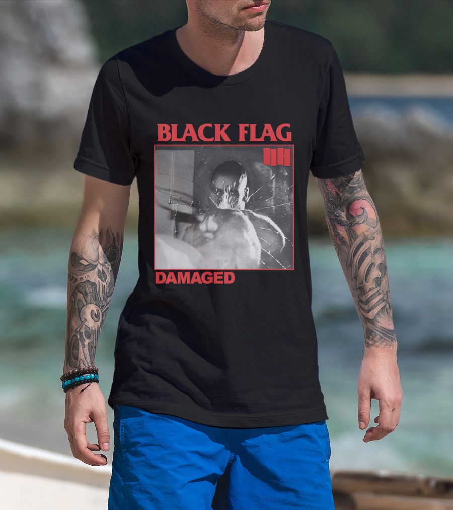 Black Flag Damaged Three Bars T-Shirt