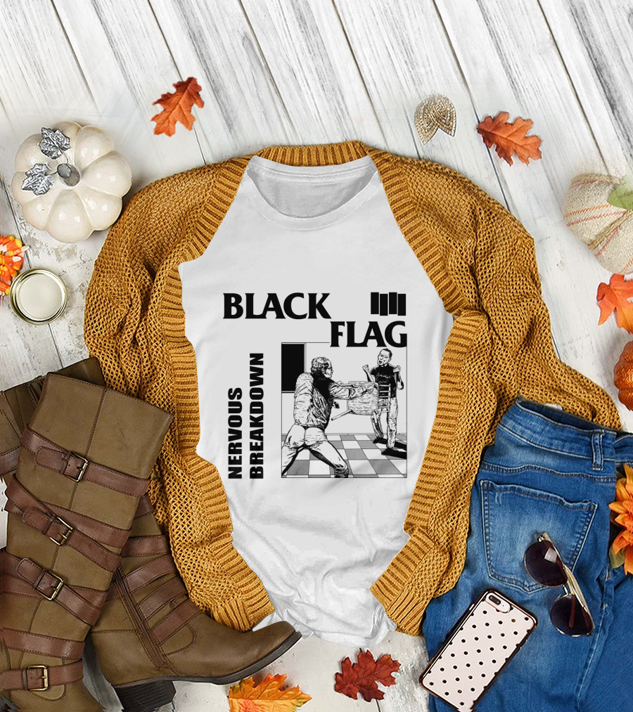 Black Flag Nervous Breakdown Chessboard Confrontation T-Shirt