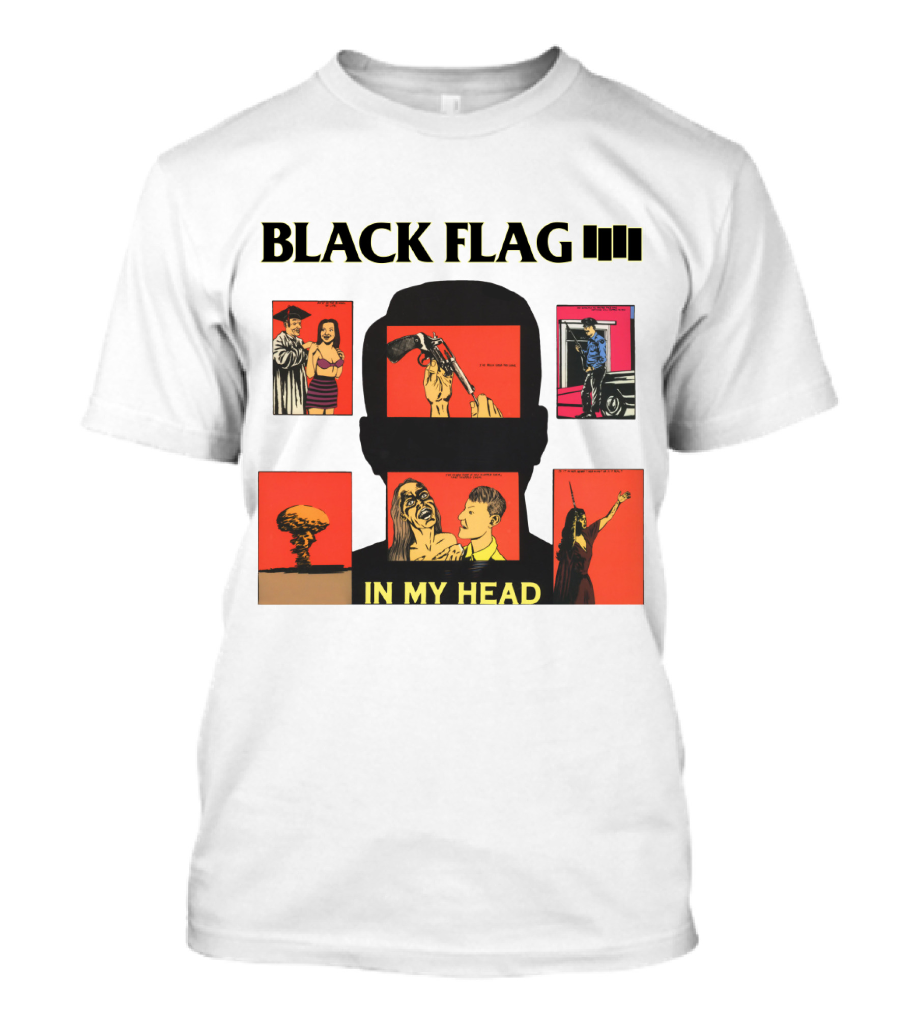 Black Flag In My Head Album Cover Artwork With Iconic Imagery And T-Shirt