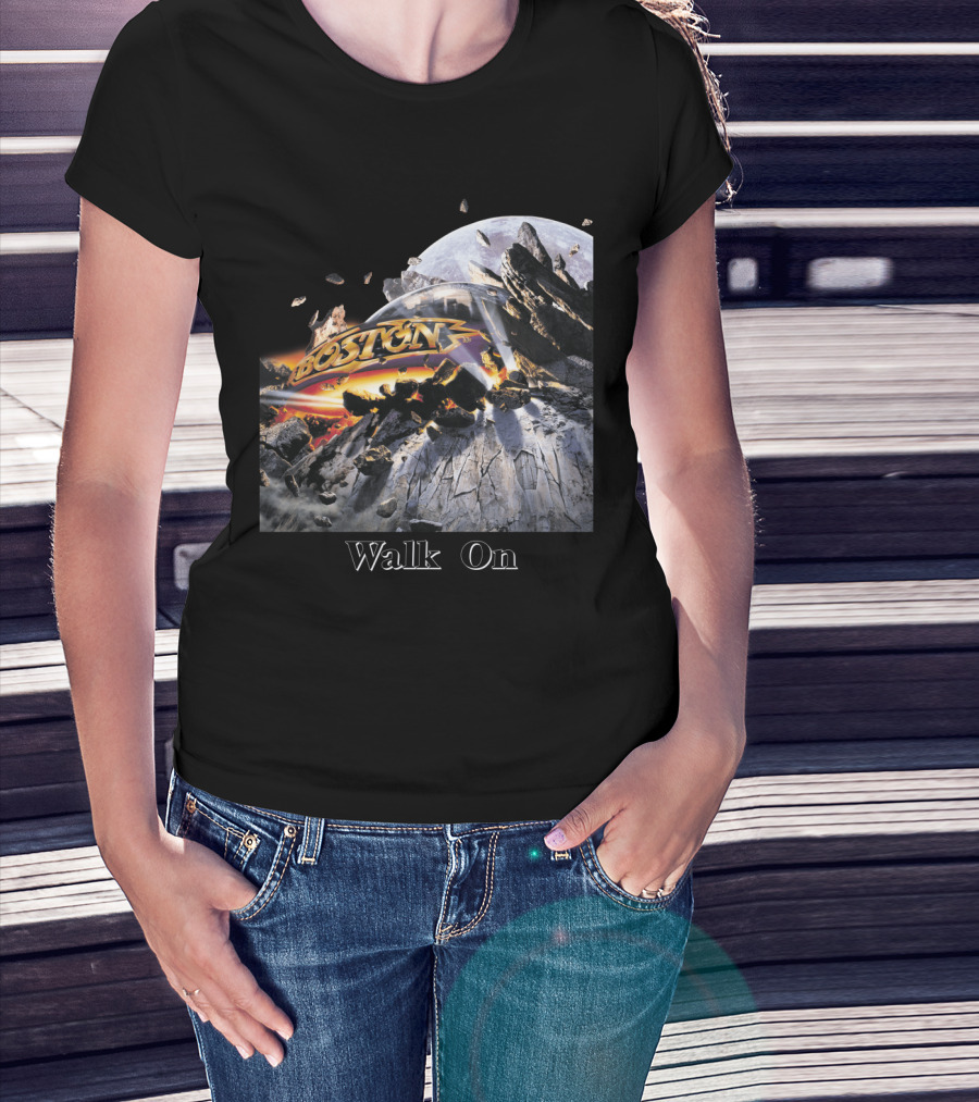 Boston Walk On Rock Explosion Moon Scene T-Shirt