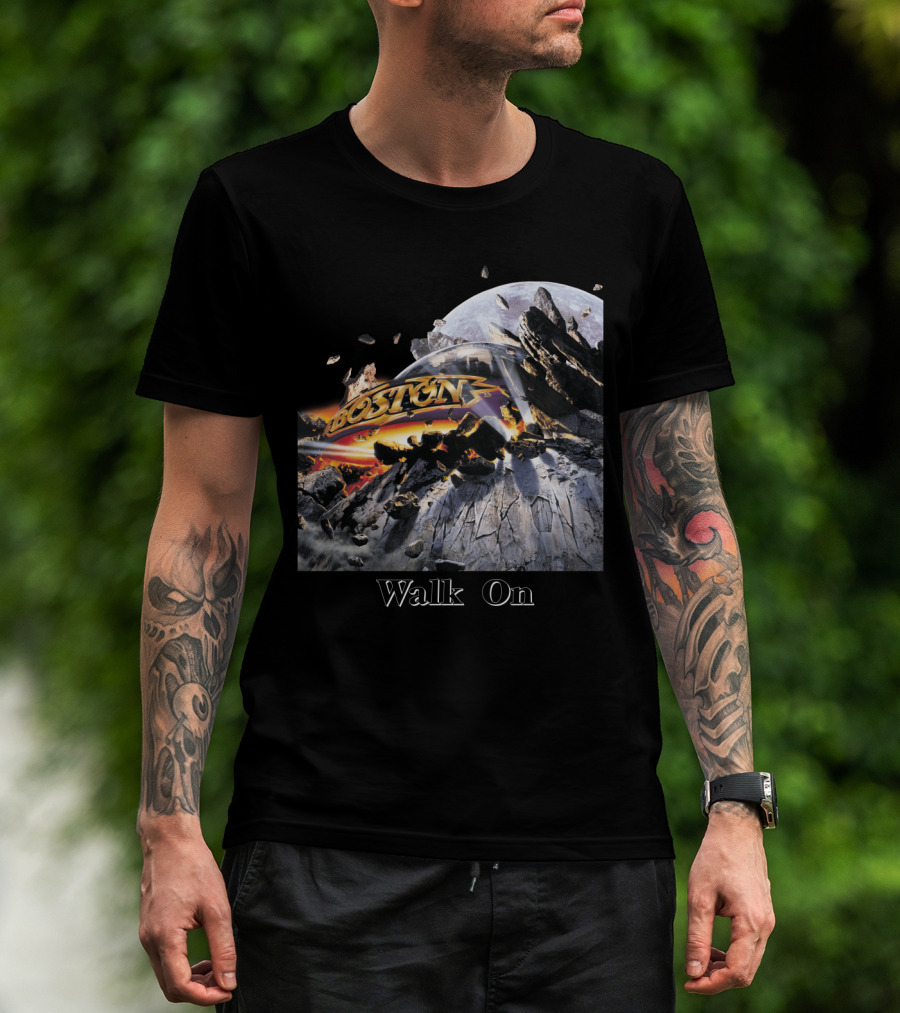 Boston Walk On Rock Explosion Moon Scene T-Shirt