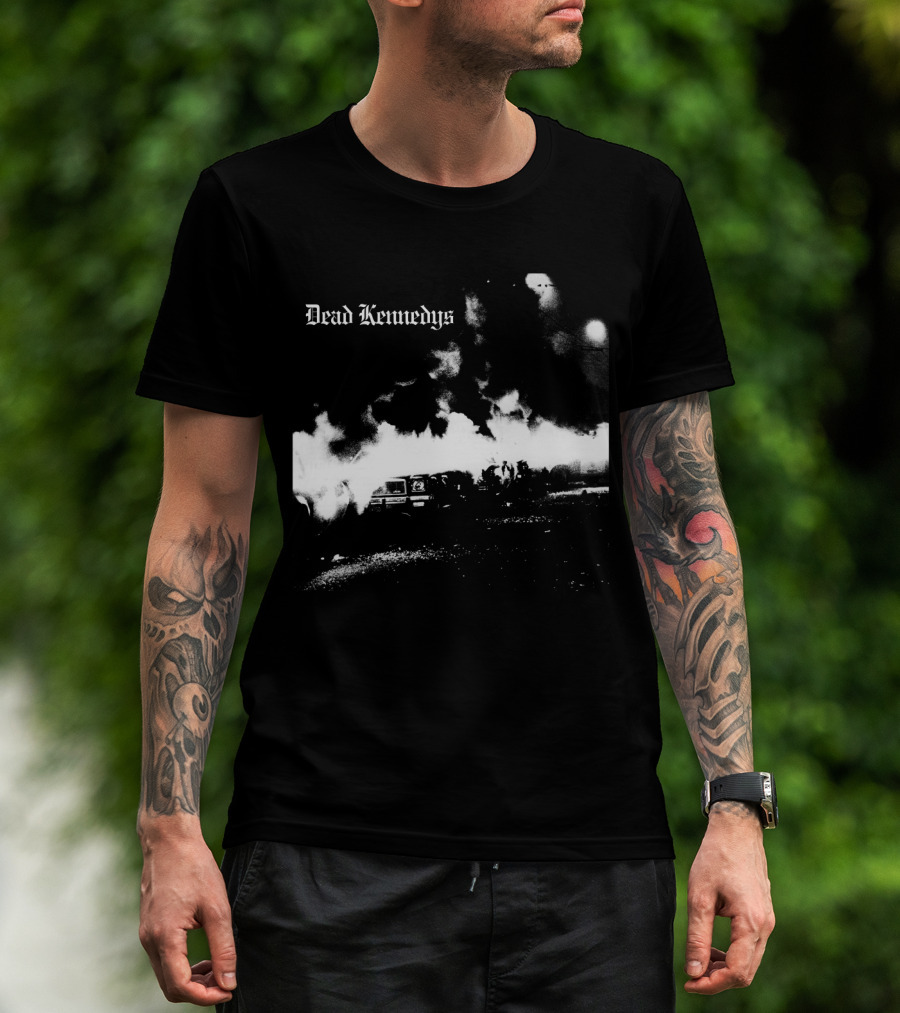 Dead Kennedys Riots And Flames Black And White Scene T-Shirt