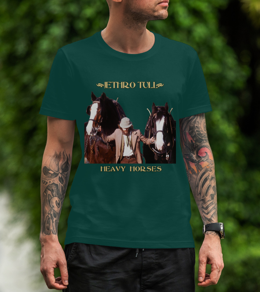 Jethro Tull Heavy Horses Album Cover With Horses And Figure T-Shirt