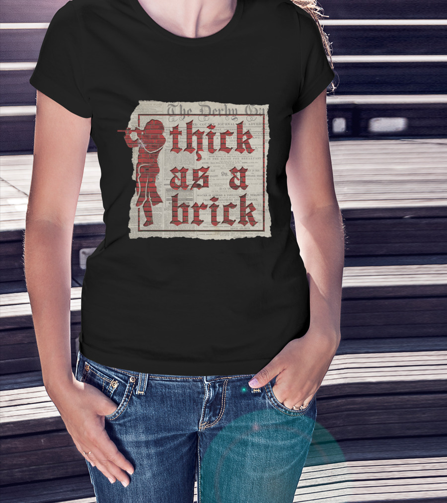 Thick As A Brick Newspaper Design With Silhouette T-Shirt