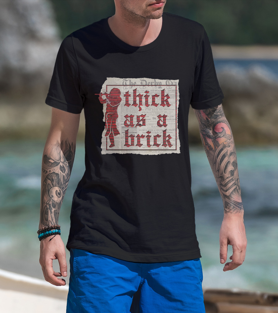 Thick As A Brick Newspaper Design With Silhouette T-Shirt