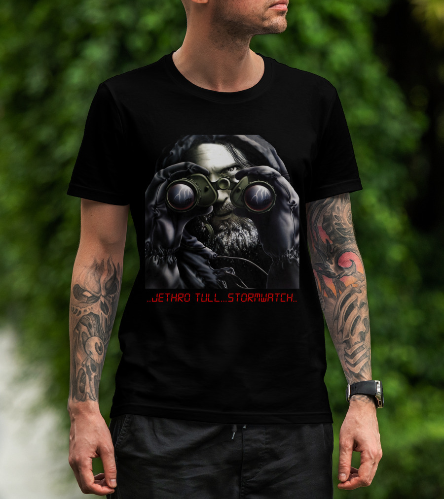 Jethro Tull Stormwatch Binoculars Hooded Figure And Lightning Reflections T-Shirt