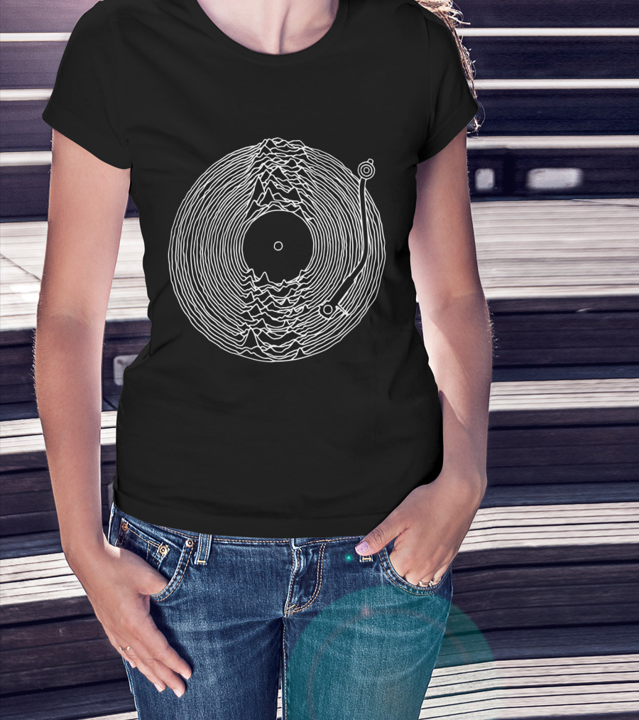 Unknown Pleasures Vinyl Record Style T-Shirt
