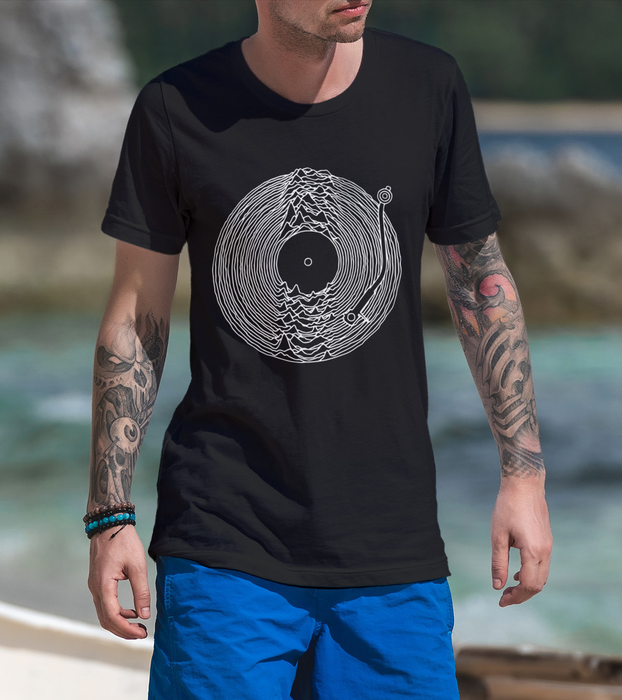 Unknown Pleasures Vinyl Record Style T-Shirt
