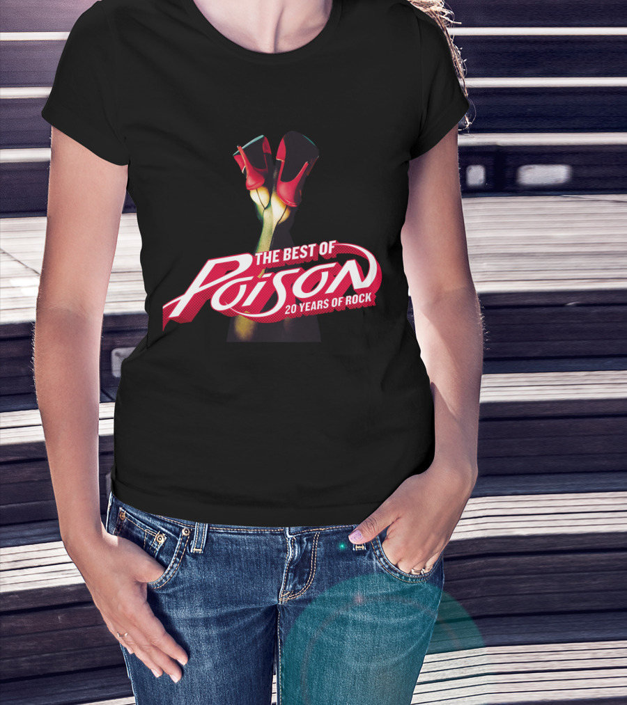 The Best Of Poison 20 Years Of Rock Red Heels On Black T-Shirt