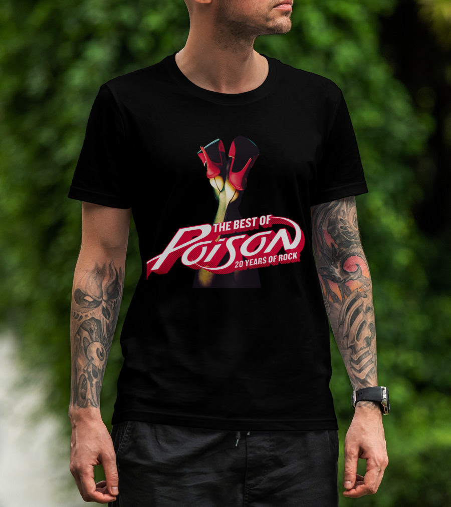 The Best Of Poison 20 Years Of Rock Red Heels On Black T-Shirt