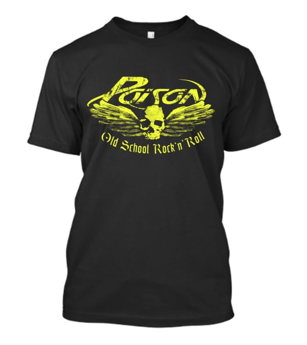 Poison Old School Rock 'N' Roll Skull With Wings T-Shirt