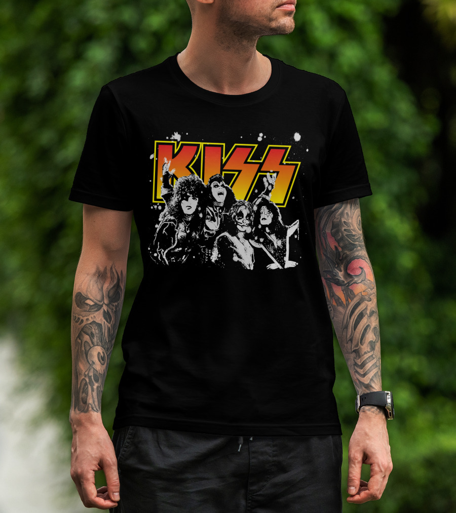 Kiss Band Black And White Group Photo T-Shirt